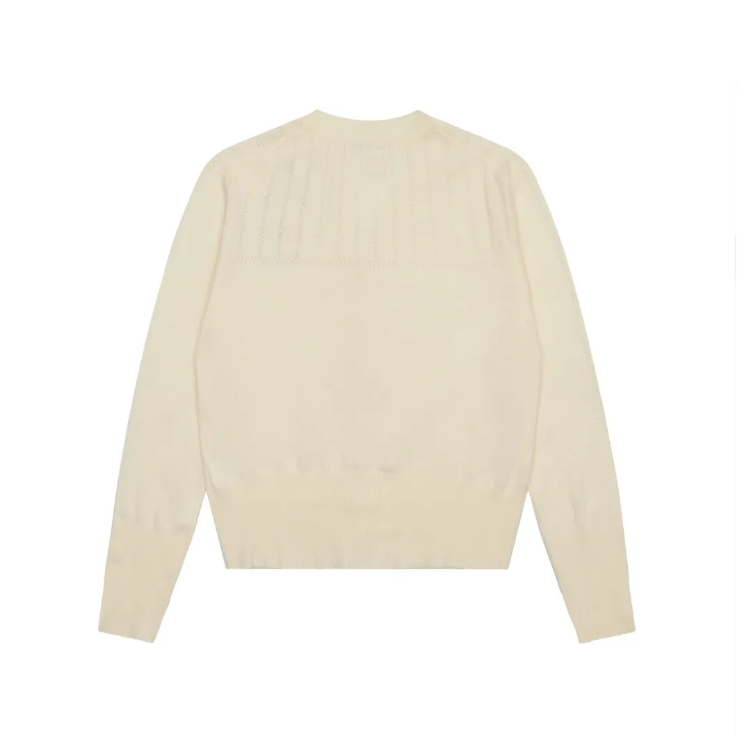 vivienne west wood West Queen Vivian Saturn New Retro "Unisex" Hollow Design Knitted Sweater Wool Round Neck 2024 Spring Latest Style Size: S -M- L Color: Apricot Navy